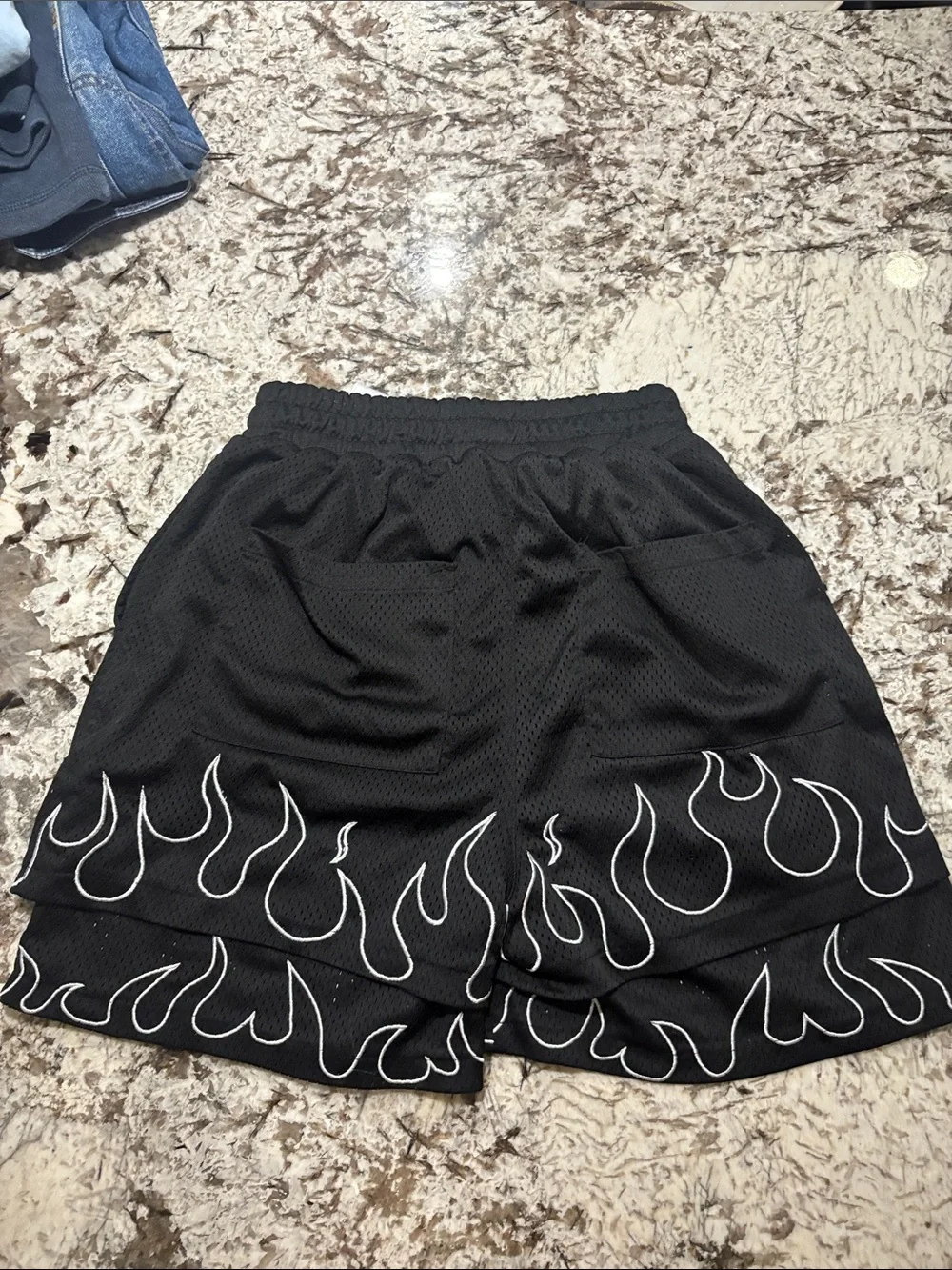 Aelfric Eden Black Mesh Athletic Shorts with White Flame Trim